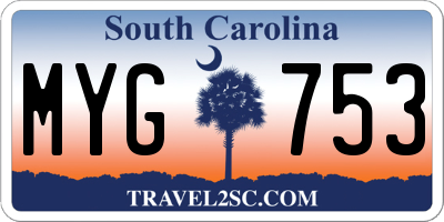 SC license plate MYG753
