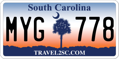 SC license plate MYG778