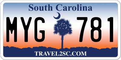 SC license plate MYG781