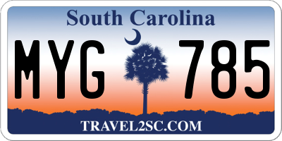 SC license plate MYG785