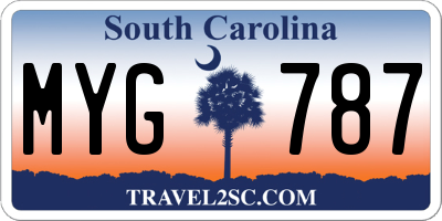 SC license plate MYG787