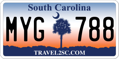 SC license plate MYG788