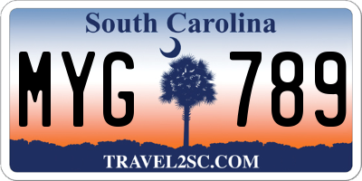 SC license plate MYG789