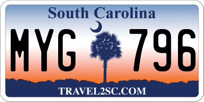 SC license plate MYG796