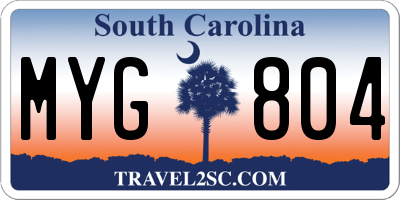 SC license plate MYG804