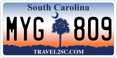 SC license plate MYG809