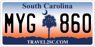 SC license plate MYG860