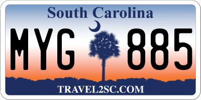 SC license plate MYG885