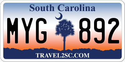 SC license plate MYG892