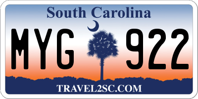 SC license plate MYG922