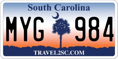 SC license plate MYG984