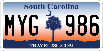SC license plate MYG986