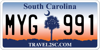 SC license plate MYG991