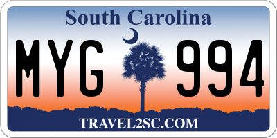 SC license plate MYG994