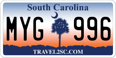 SC license plate MYG996