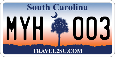 SC license plate MYH003