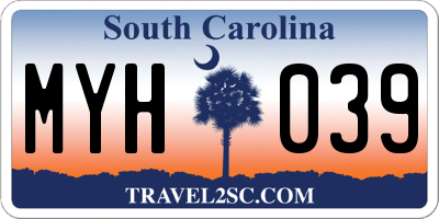 SC license plate MYH039