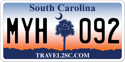 SC license plate MYH092