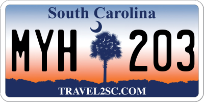 SC license plate MYH203