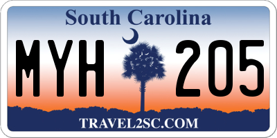 SC license plate MYH205