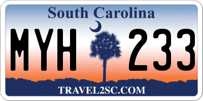 SC license plate MYH233