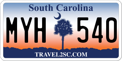 SC license plate MYH540