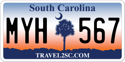 SC license plate MYH567