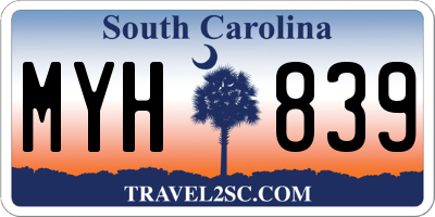 SC license plate MYH839