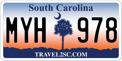 SC license plate MYH978