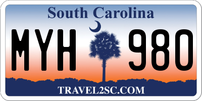 SC license plate MYH980