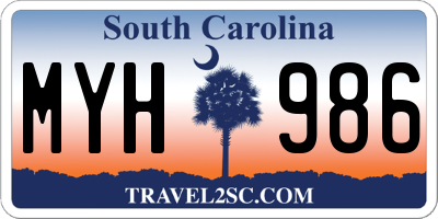 SC license plate MYH986