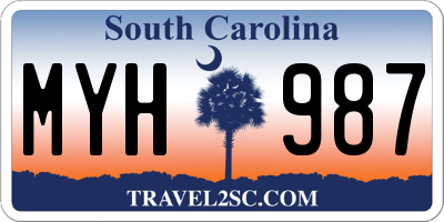 SC license plate MYH987