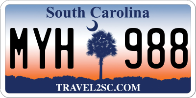 SC license plate MYH988
