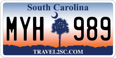 SC license plate MYH989