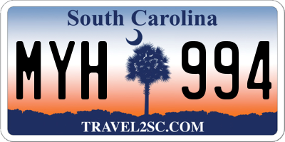 SC license plate MYH994