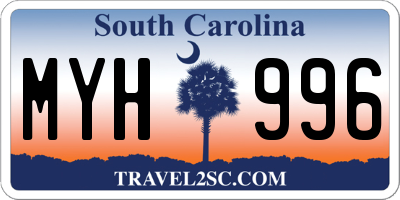 SC license plate MYH996