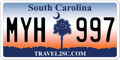 SC license plate MYH997