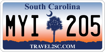 SC license plate MYI205