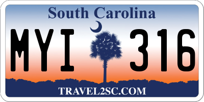 SC license plate MYI316