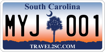 SC license plate MYJ001