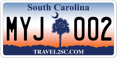 SC license plate MYJ002