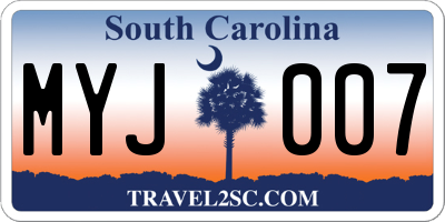 SC license plate MYJ007