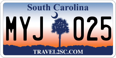 SC license plate MYJ025