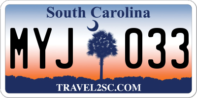 SC license plate MYJ033