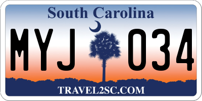 SC license plate MYJ034
