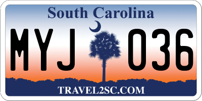 SC license plate MYJ036