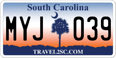SC license plate MYJ039