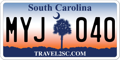SC license plate MYJ040