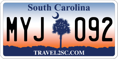 SC license plate MYJ092