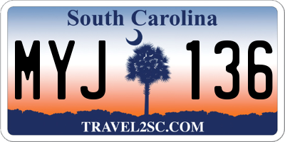 SC license plate MYJ136